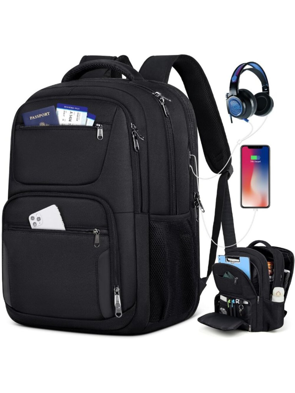 Spacious 17" Travel Laptop Backpack, 45L Waterproof Computer Bag for Work